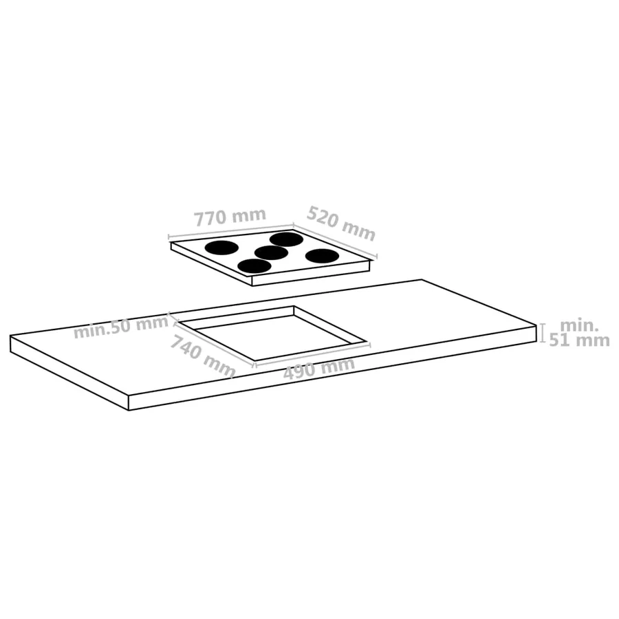 Plaque de cuisson Céramique 5 brûleurs Contrôle tactile 8500 W - 5