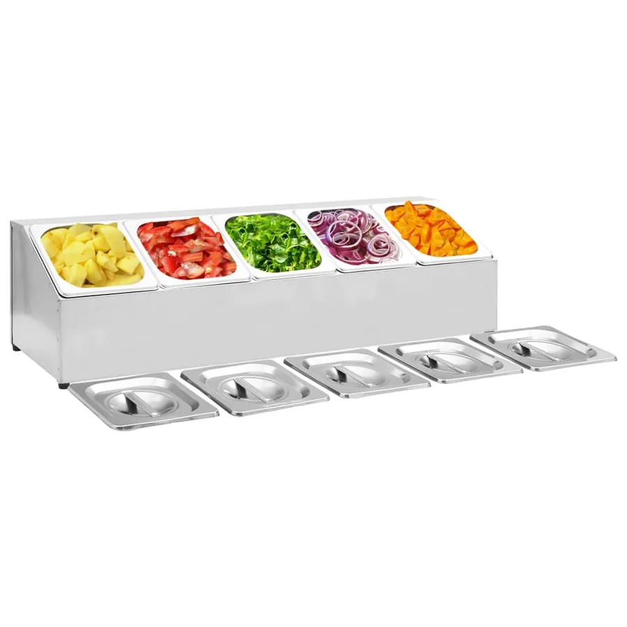 Récipient Gastronorm avec 5 bacs GN 1/6 Acier inoxydable