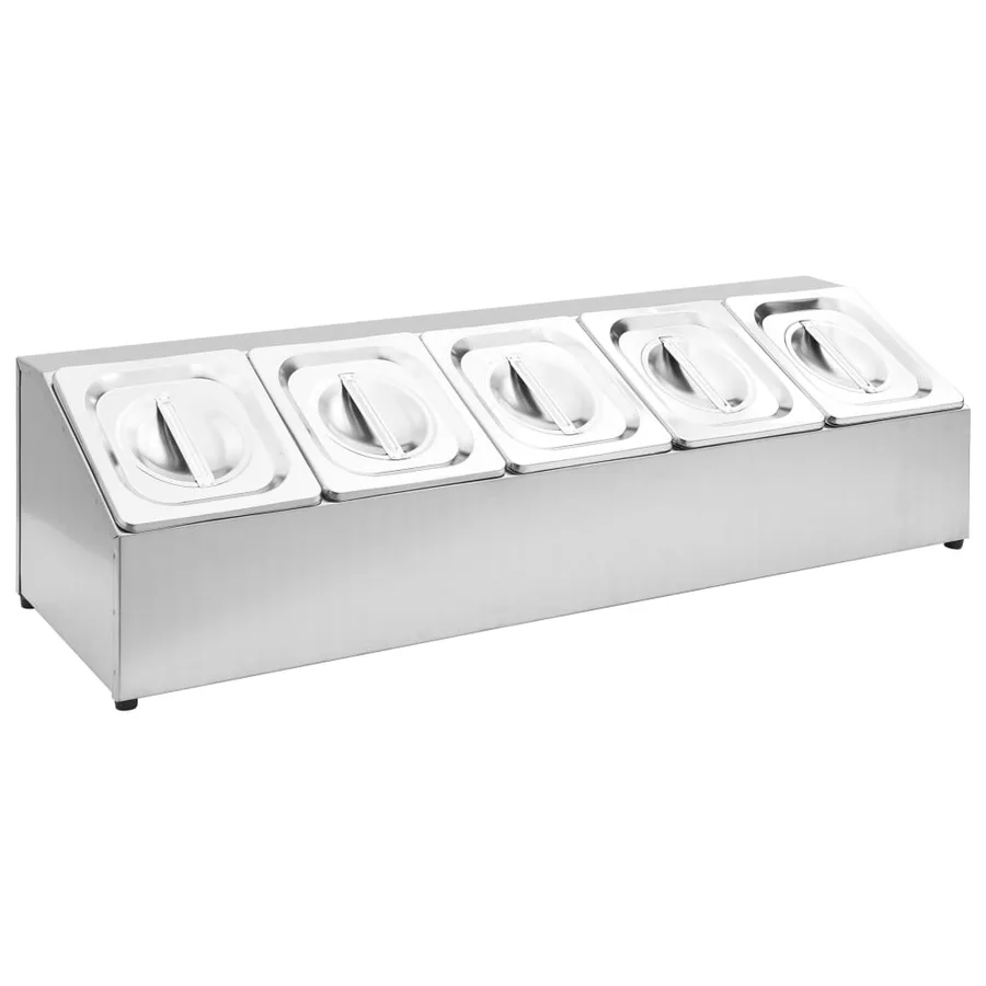Récipient Gastronorm avec 5 bacs GN 1/6 Acier inoxydable - 2