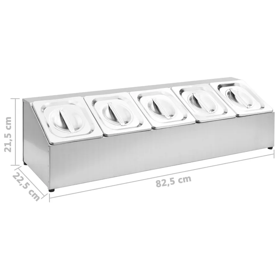 Récipient Gastronorm avec 5 bacs GN 1/6 Acier inoxydable - 9
