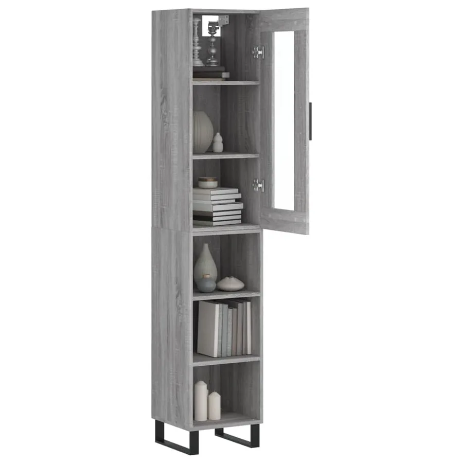 Buffet haut Sonoma gris 34,5x34x180 cm Bois d'ingénierie - 3
