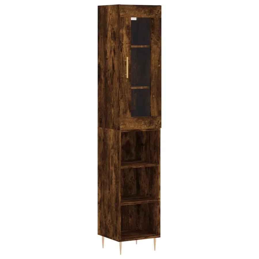 Buffet haut Chêne fumé 34,5x34x180 cm Bois d'ingénierie - 2