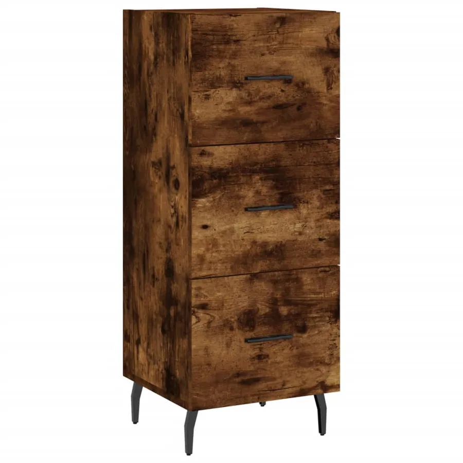 Buffet haut Chêne fumé 34,5x34x180 cm Bois d'ingénierie - 5