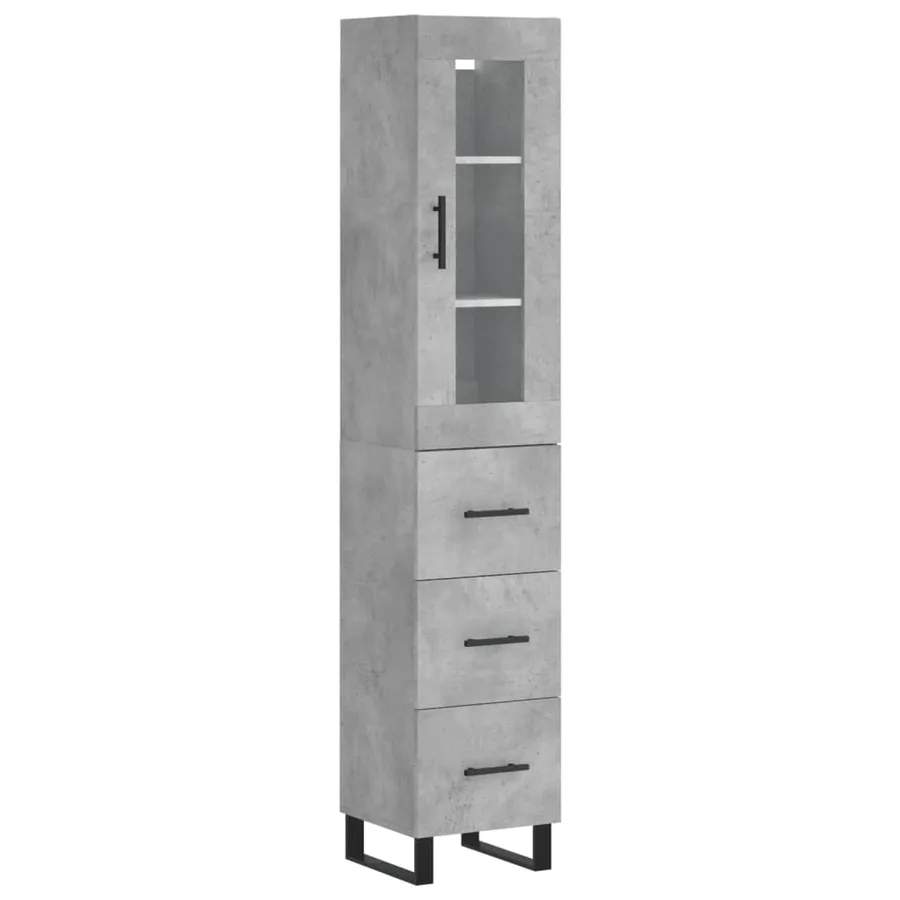 Buffet haut Gris béton 34,5x34x180 cm Bois d'ingénierie - 2