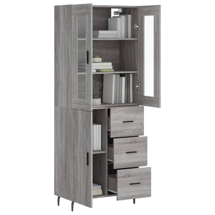 Buffet haut Sonoma gris 69,5x34x180 cm Bois d'ingénierie - 3