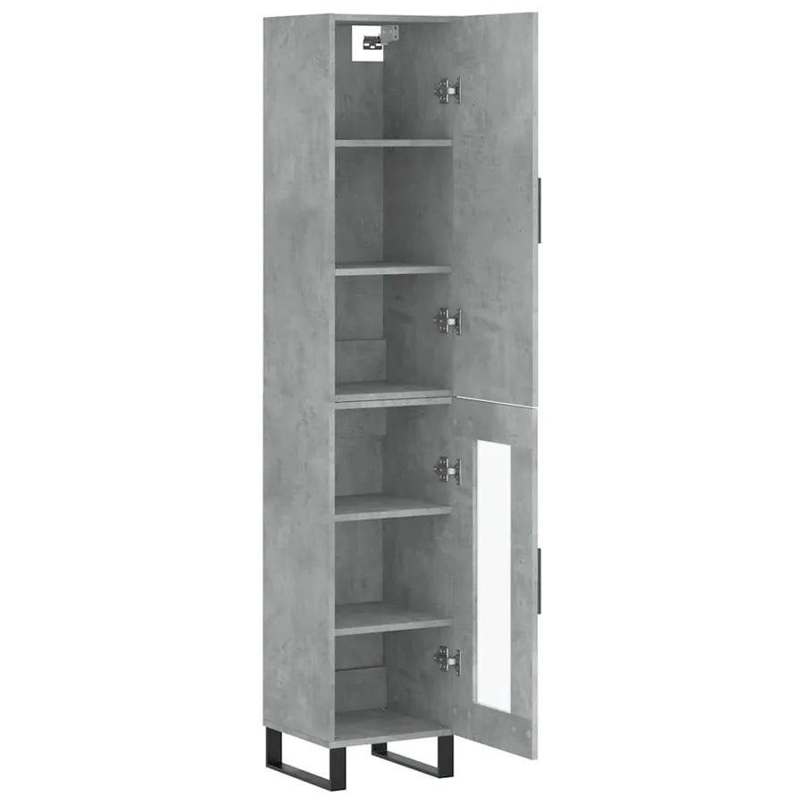 Buffet haut Gris béton 34,5x34x180 cm Bois d'ingénierie - 4