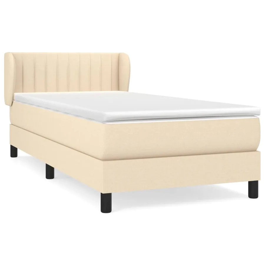 Sommier à lattes de lit avec matelas Crème 90x200 cm Tissu - 2