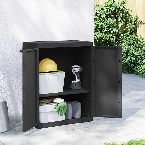 Armoire de rangement d'extérieur noir 65x37x85 cm PP