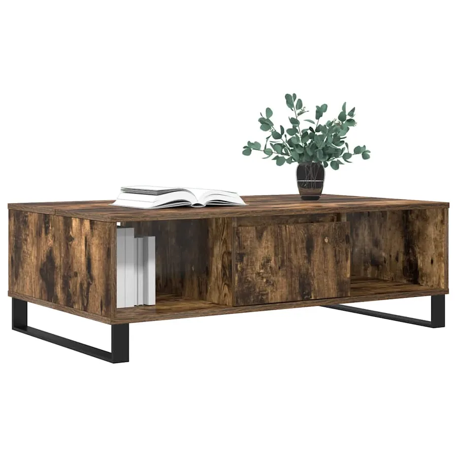 Table basse chêne fumé 104x60x35 cm bois d'ingénierie - 3