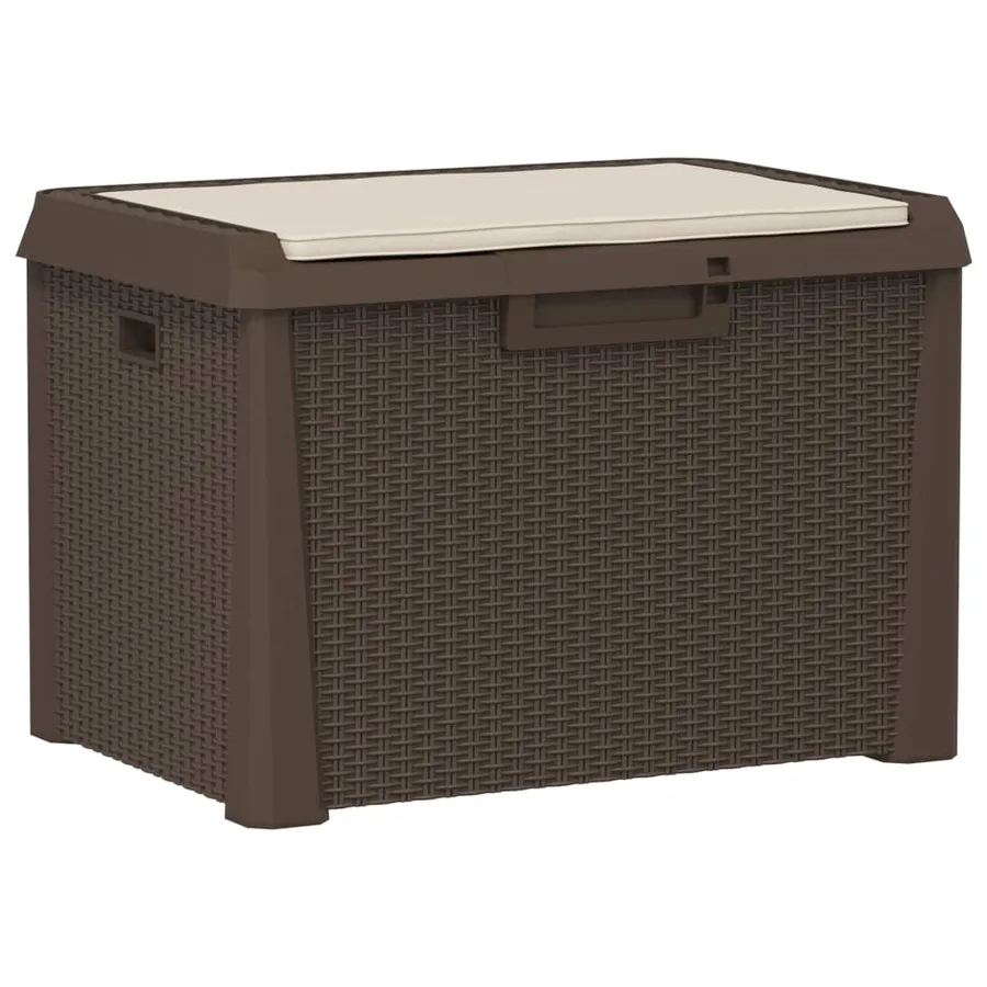 Boîte de rangement jardin coussin de siège marron 125 L PP - 2
