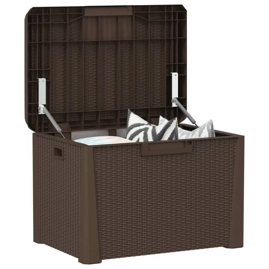 Boîte de rangement jardin coussin de siège marron 125 L PP - 4