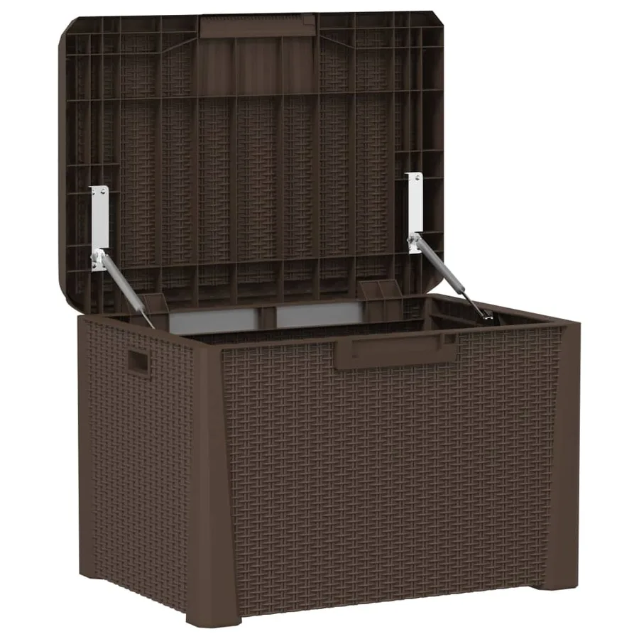 Boîte de rangement jardin coussin de siège marron 125 L PP - 5