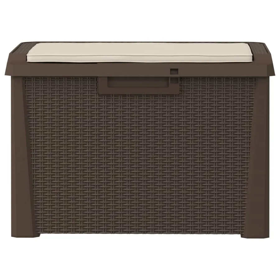 Boîte de rangement jardin coussin de siège marron 125 L PP - 6