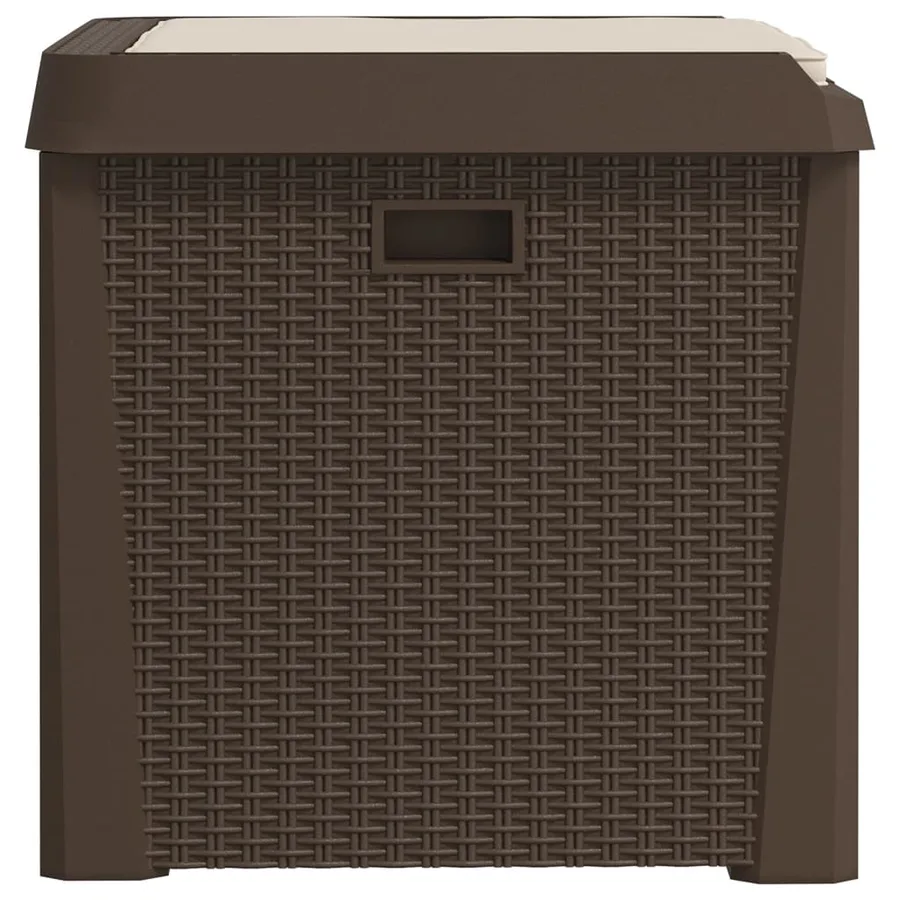 Boîte de rangement jardin coussin de siège marron 125 L PP - 7