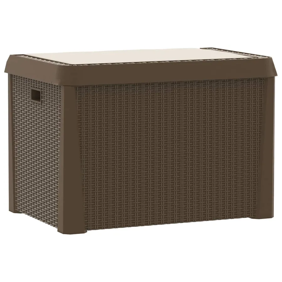 Boîte de rangement jardin coussin de siège marron 125 L PP - 8