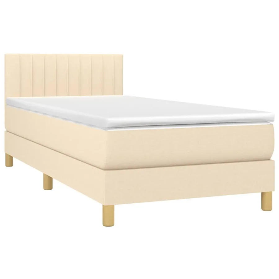Sommier à lattes de lit avec matelas Crème 90x200 cm Tissu - 3