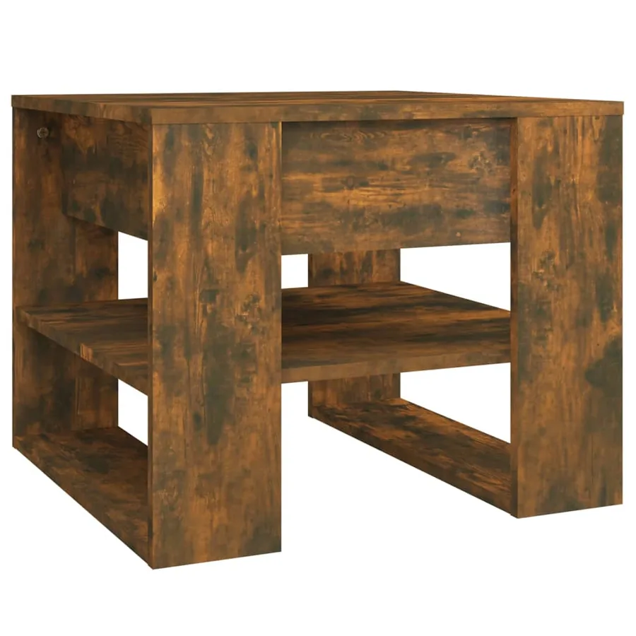 Table basse chêne fumé 55,5x55x45 cm bois d'ingénierie - 2