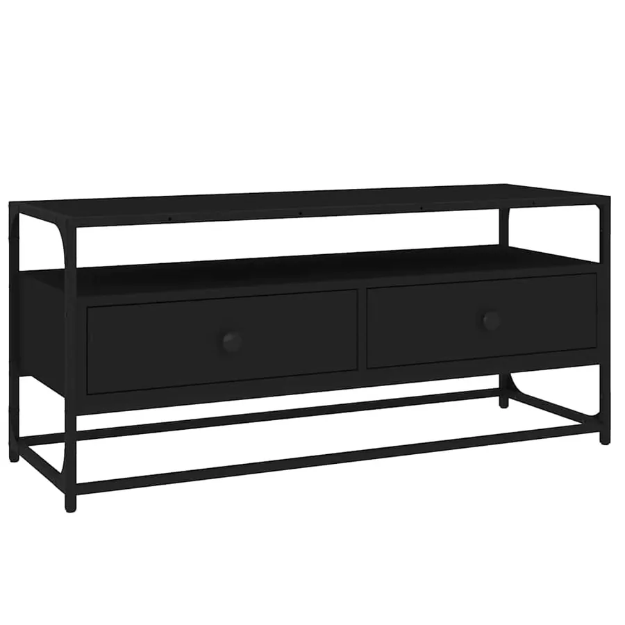 Meuble TV noir 100x35x45 cm bois d'ingénierie - 2