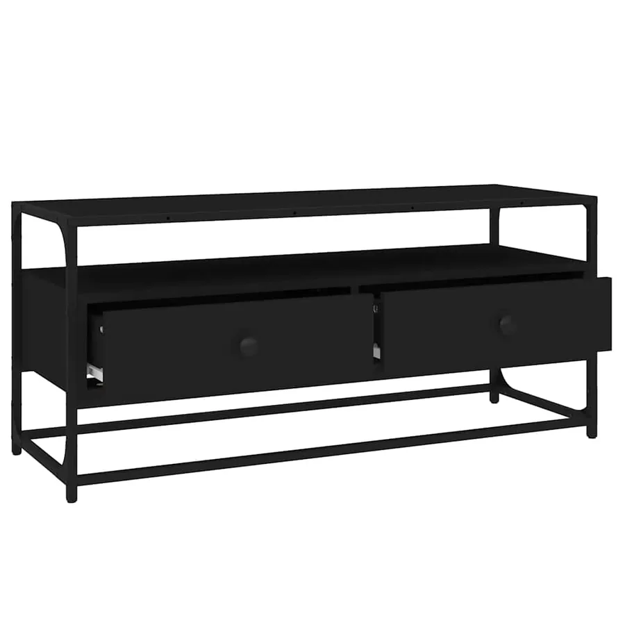 Meuble TV noir 100x35x45 cm bois d'ingénierie - 5