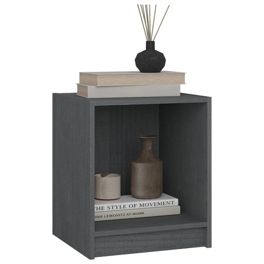 Tables de chevet 2 pcs Gris 35,5x33,5x41,5cm Bois de pin massif - 4