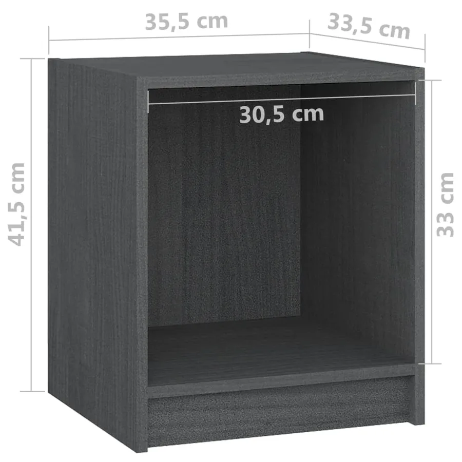 Tables de chevet 2 pcs Gris 35,5x33,5x41,5cm Bois de pin massif - 9