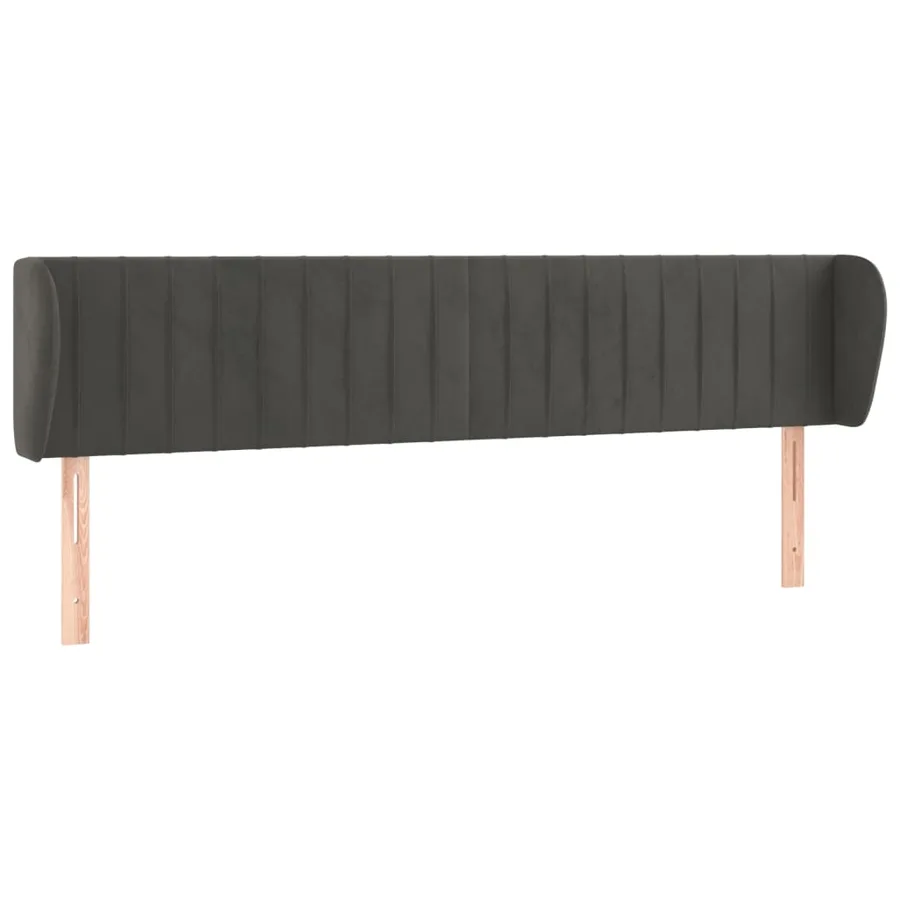 Tête de lit avec oreilles Gris foncé 163x23x78/88 cm Velours - 2