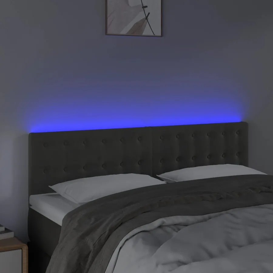 Tête de lit à LED Gris foncé 144x5x78/88 cm Velours - 3