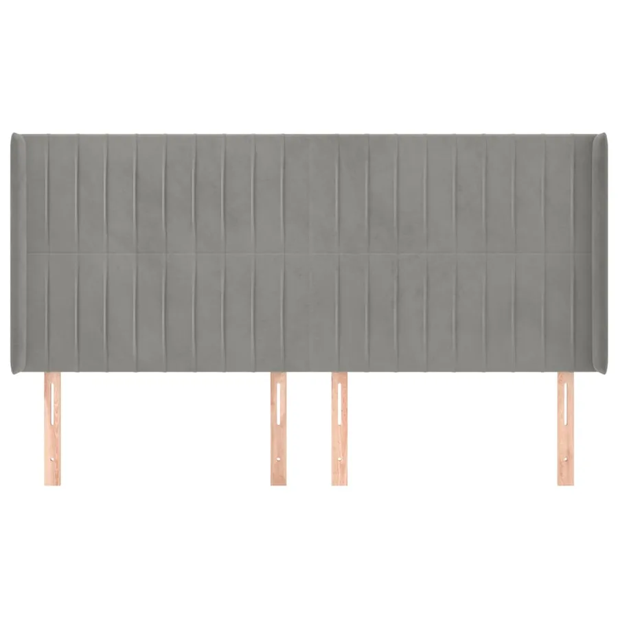 Tête de lit avec oreilles Gris clair 163x16x118/128 cm Velours - 3