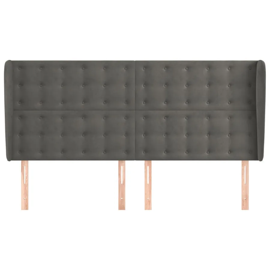 Tête de lit avec oreilles Gris foncé 203x23x118/128 cm Velours - 3