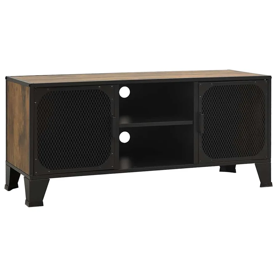 Meuble TV Marron rustique 105x36x47 cm Métal et MDF - 2