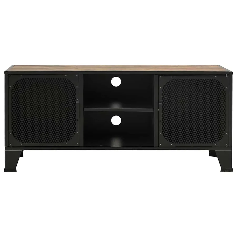 Meuble TV Marron rustique 105x36x47 cm Métal et MDF - 3