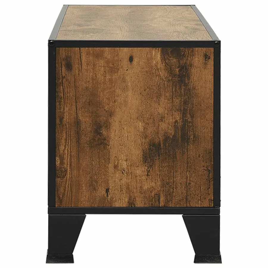 Meuble TV Marron rustique 105x36x47 cm Métal et MDF - 4