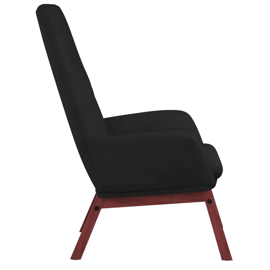Chaise de relaxation avec repose-pied Noir Tissu - 5