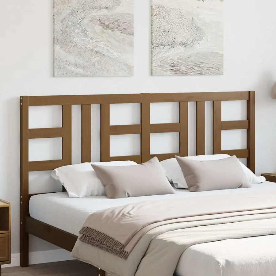 Tête de lit Marron miel 166x4x100 cm Bois massif de pin - 3