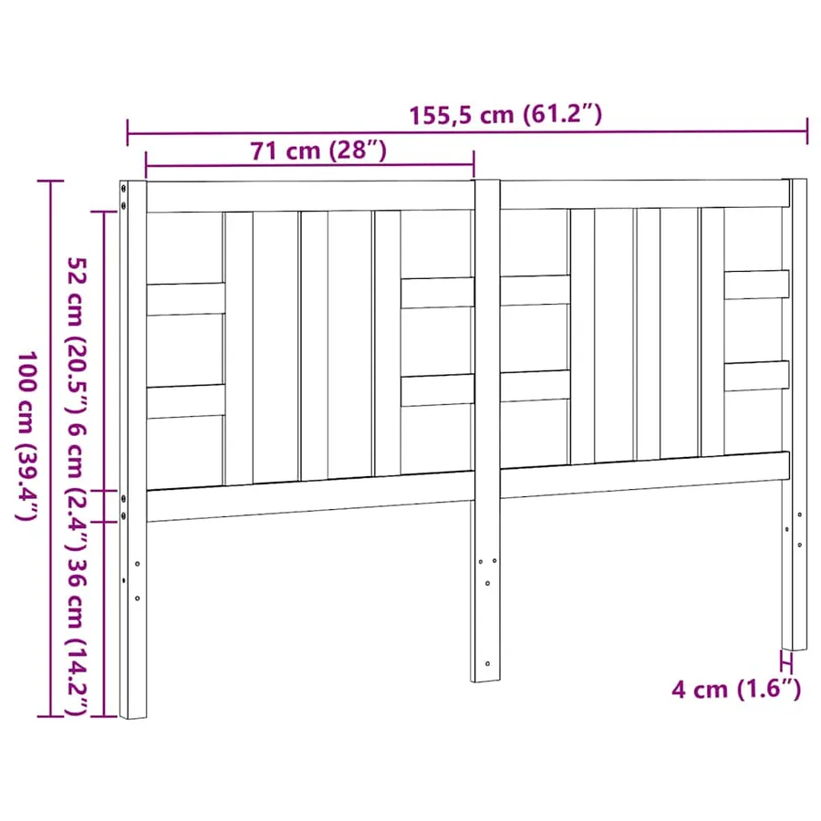 Tête de lit Marron miel 166x4x100 cm Bois massif de pin - 9