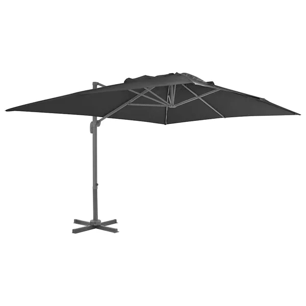 Parasol de jardin déporté avec mât en aluminium 400 x 300 cm Anthracite