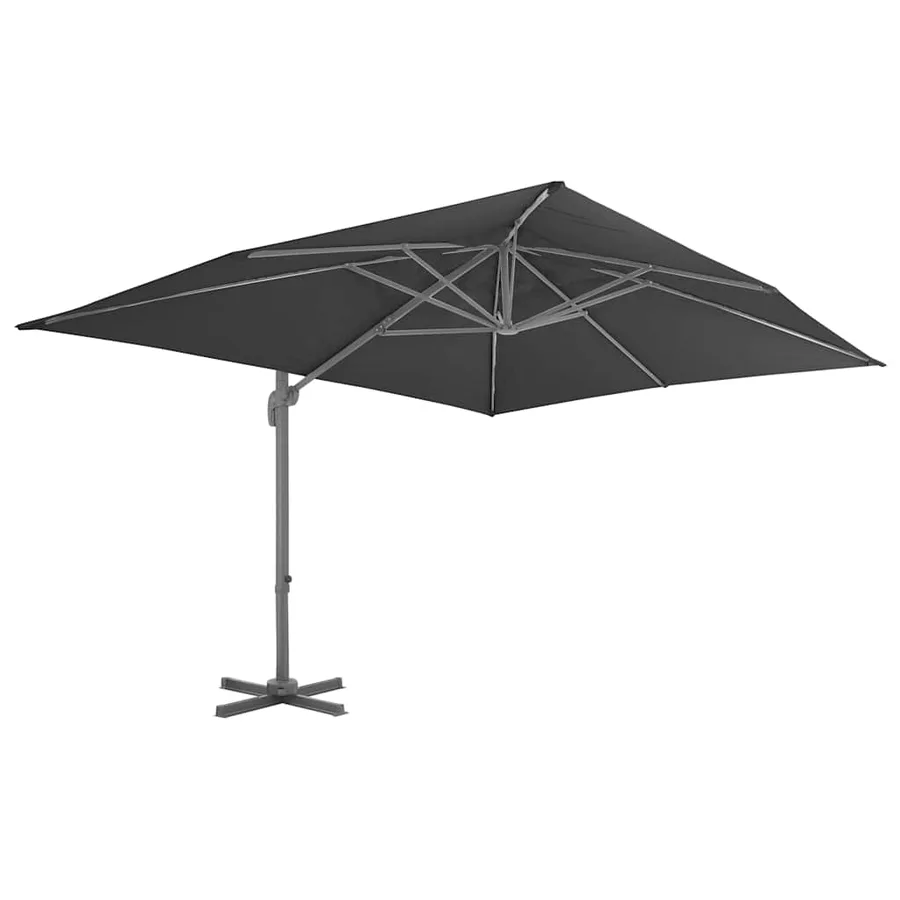 Parasol de jardin déporté avec mât en aluminium 400 x 300 cm Anthracite - 2