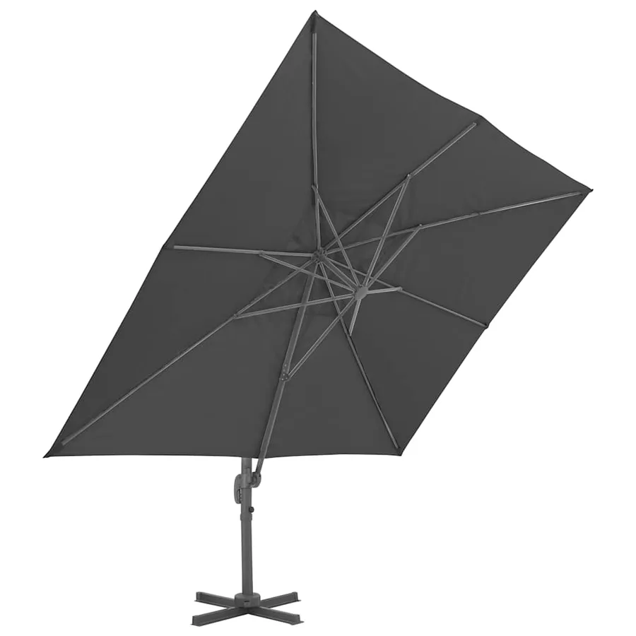 Parasol de jardin déporté avec mât en aluminium 400 x 300 cm Anthracite - 3