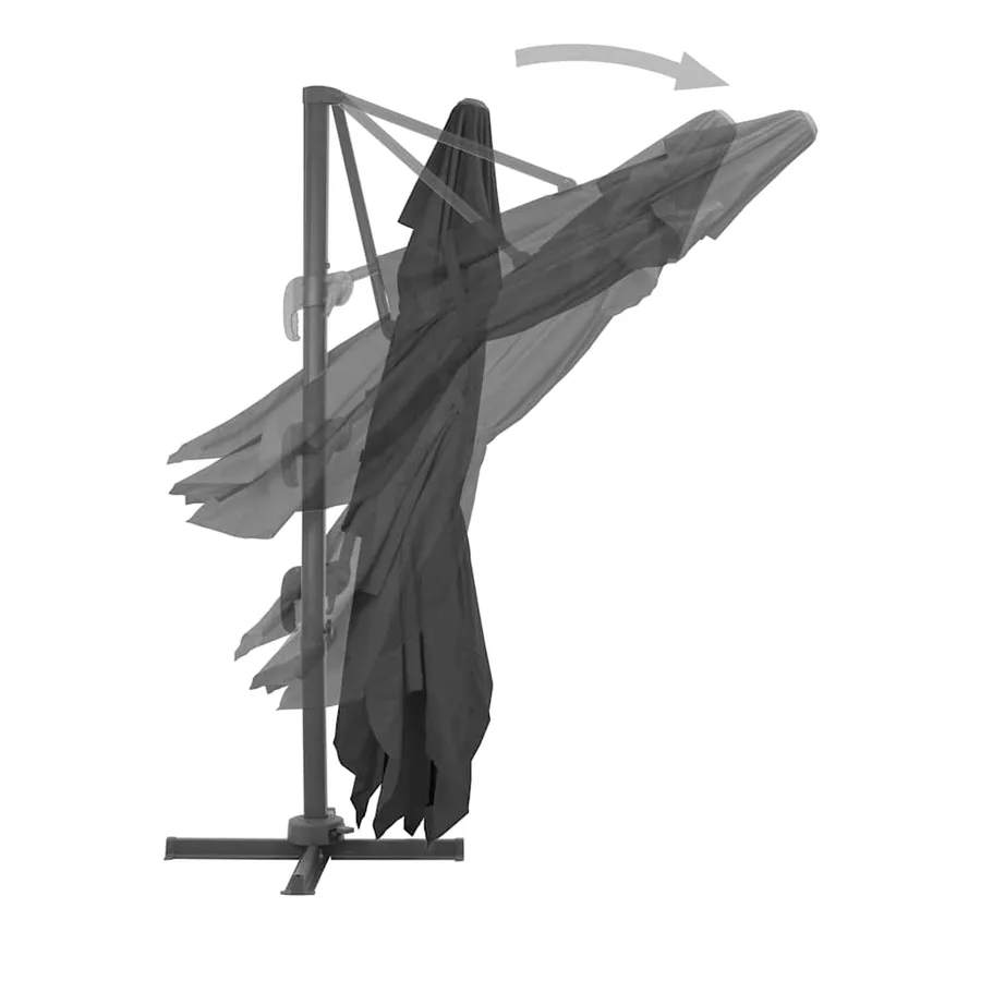 Parasol de jardin déporté avec mât en aluminium 400 x 300 cm Anthracite - 4
