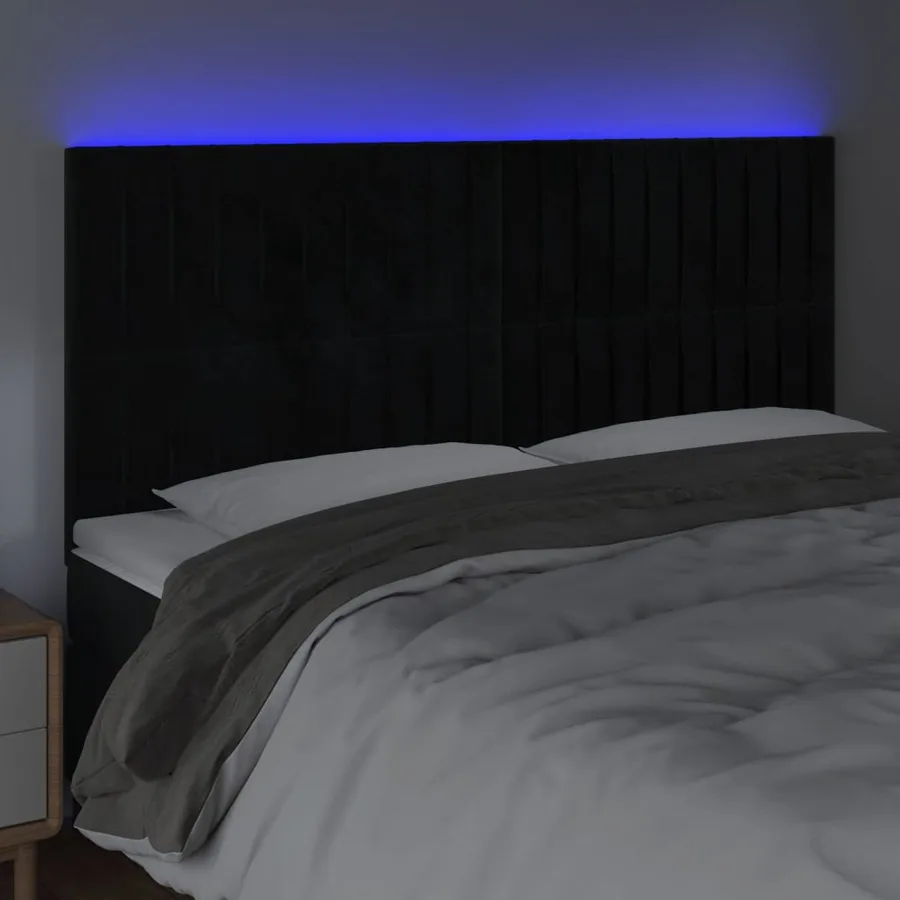 Tête de lit à LED Noir 200x5x118/128 cm Velours - 3
