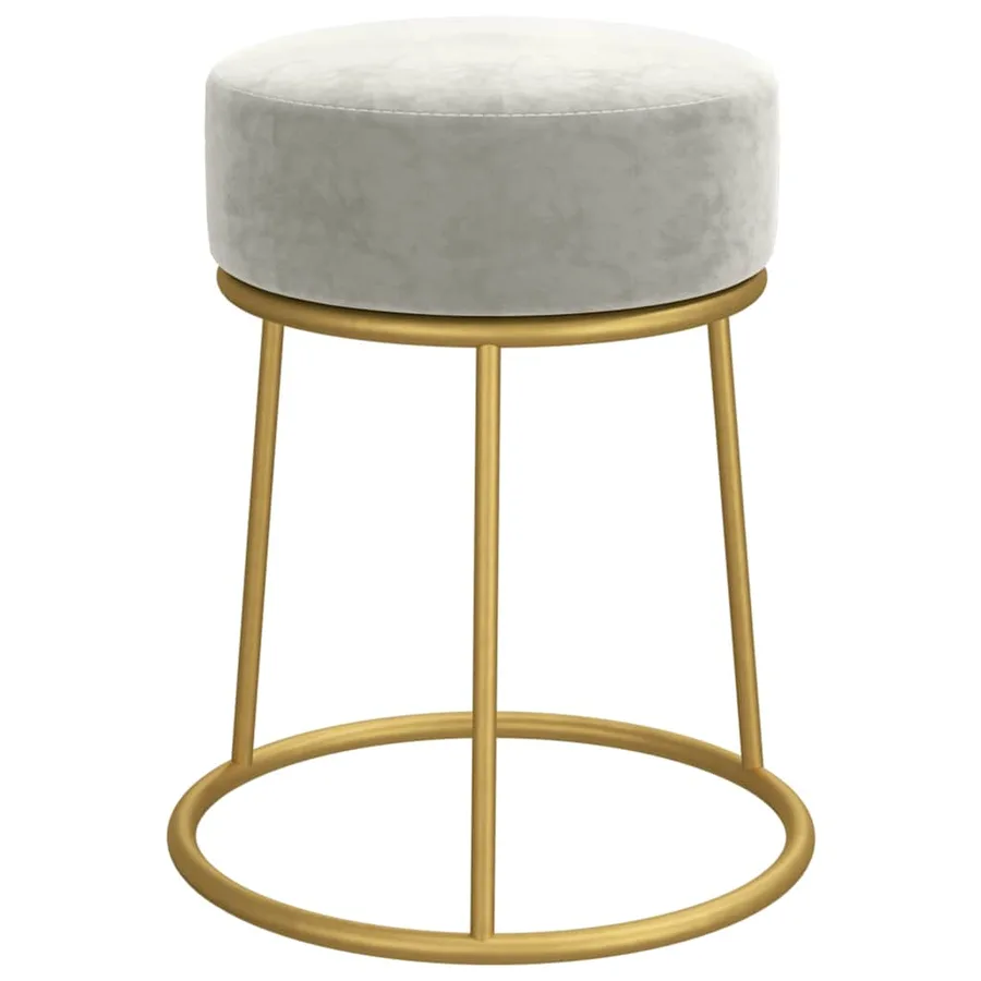 Tabouret rond Gris clair Velours - 3