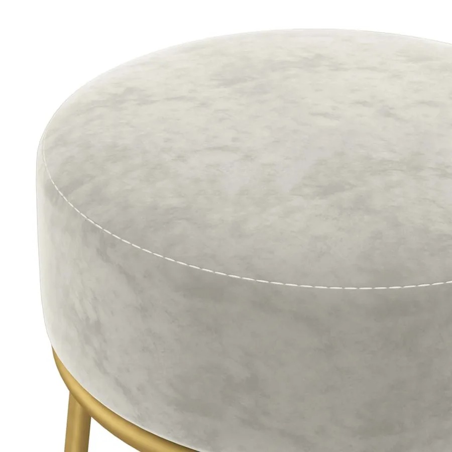 Tabouret rond Gris clair Velours - 4