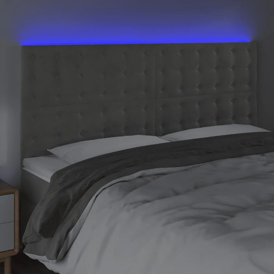 Tête de lit à LED Gris clair 160x5x118/128 cm Velours - 3