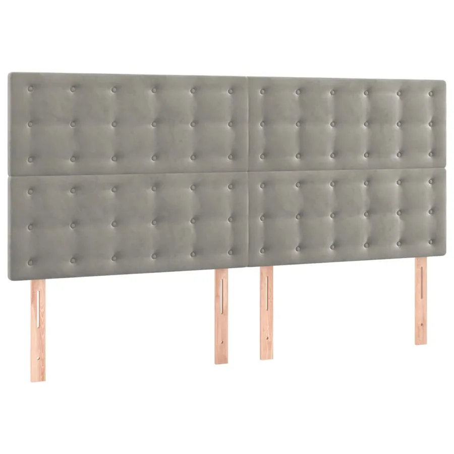 Tête de lit à LED Gris clair 160x5x118/128 cm Velours - 4