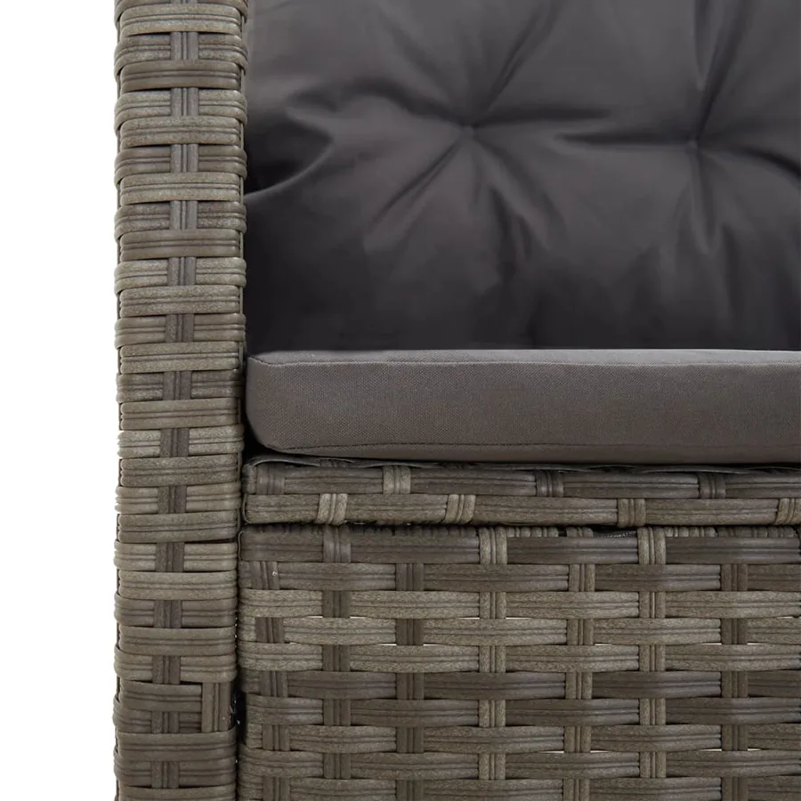 Banc de jardin inclinable et coussins gris 118cm résine tressée - 7