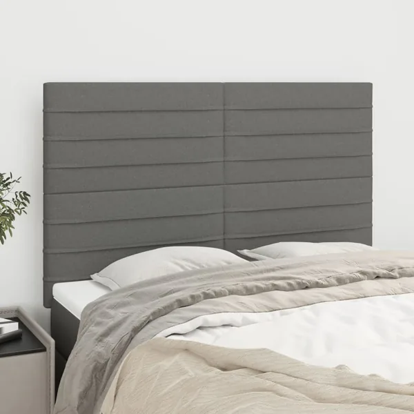Tête de lit Gris foncé 144 x 5 x 118/128 cm Tissu
