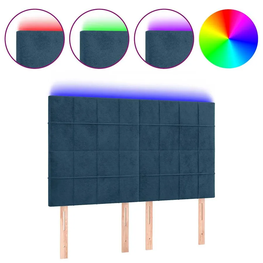 Tête de lit à LED Bleu foncé 144x5x118/128 cm Velours - 2