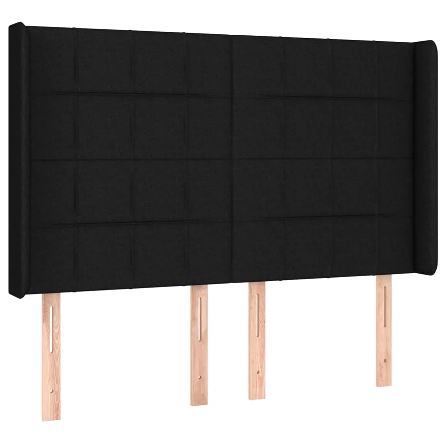 Tête de lit avec oreilles Noir 147x16x118/128 cm Tissu - 2