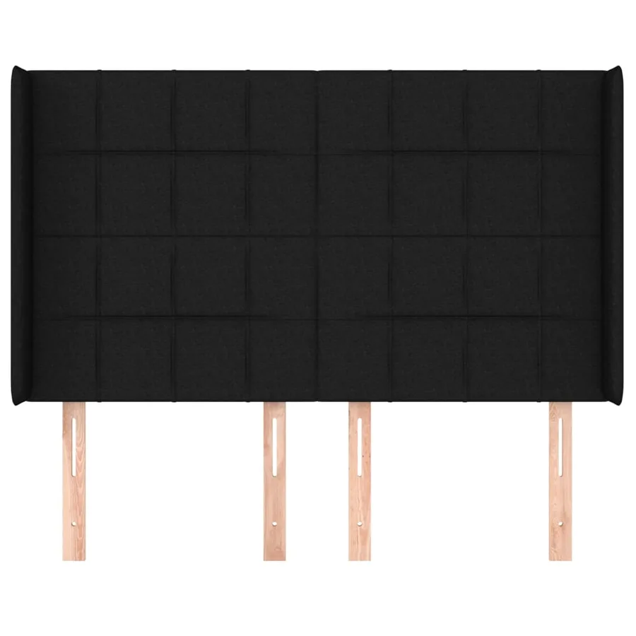 Tête de lit avec oreilles Noir 147x16x118/128 cm Tissu - 3