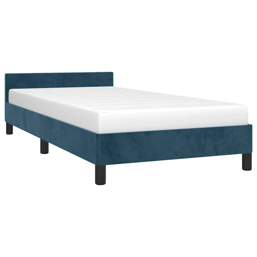 Cadre de lit sans matelas bleu foncé 90x200 cm velours - 3